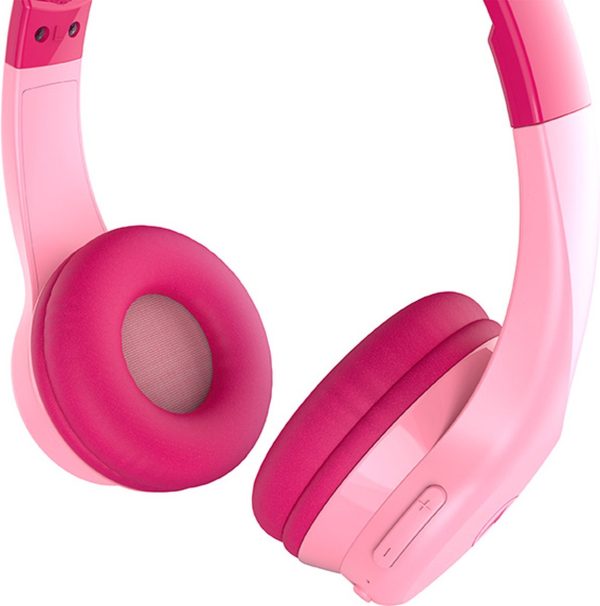 motorola sound koptelefoon moto jr300 voor kinderen met volumebegrenzer bluetooth audio splitter roze