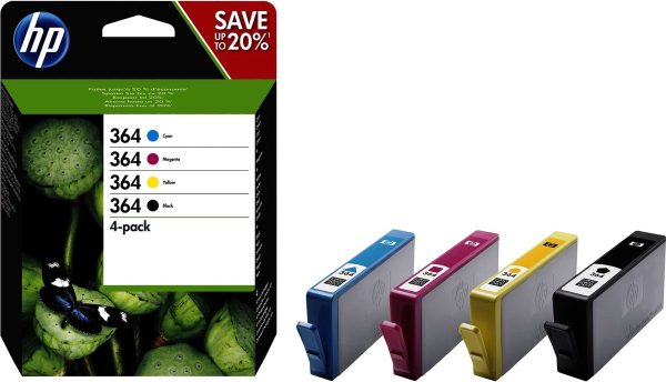 hp 364 inktcartridge / zwart / cyaan / magenta / geel / 4 pack (n9j73ae)