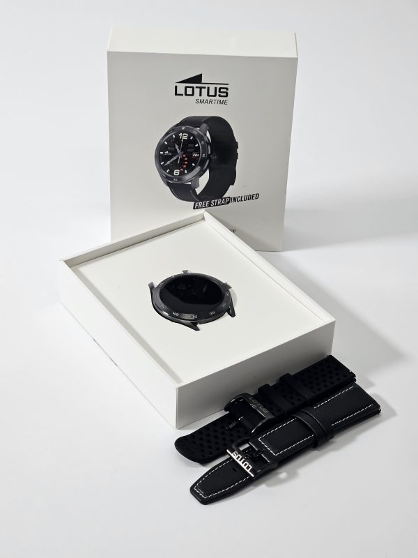 lotus s3 smartwatch heren zwart leren band bovenaanzicht