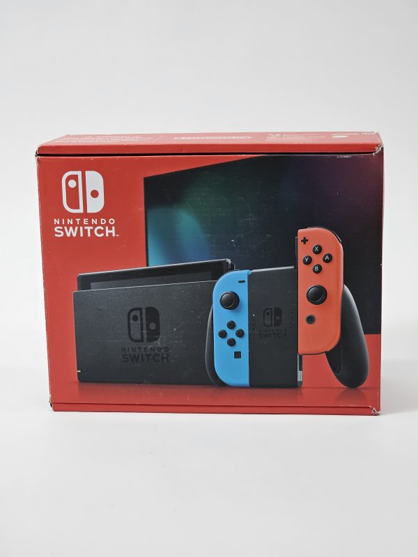 nintendo switch console blauw/rood doos