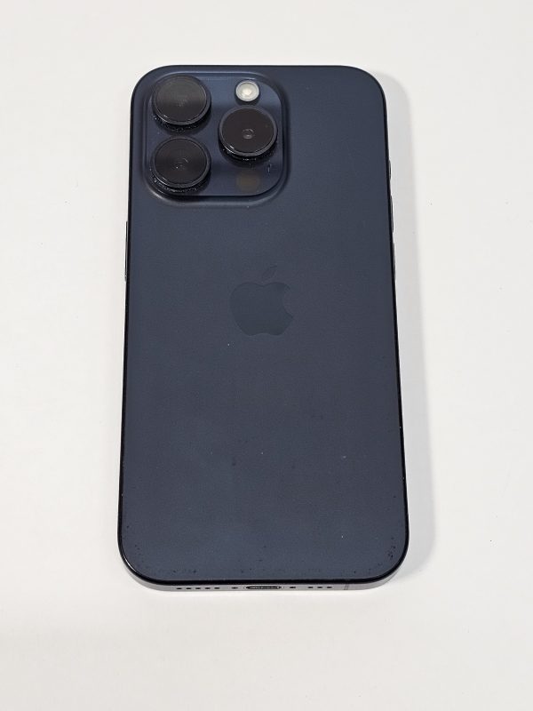 apple iphone 15 pro 128gb blauw titanium 89% accu bovenaanzicht