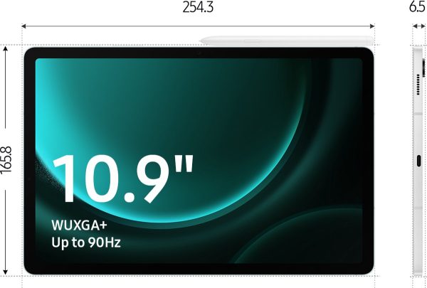 samsung galaxy tab s9 fe 256gb zilver afmetingen