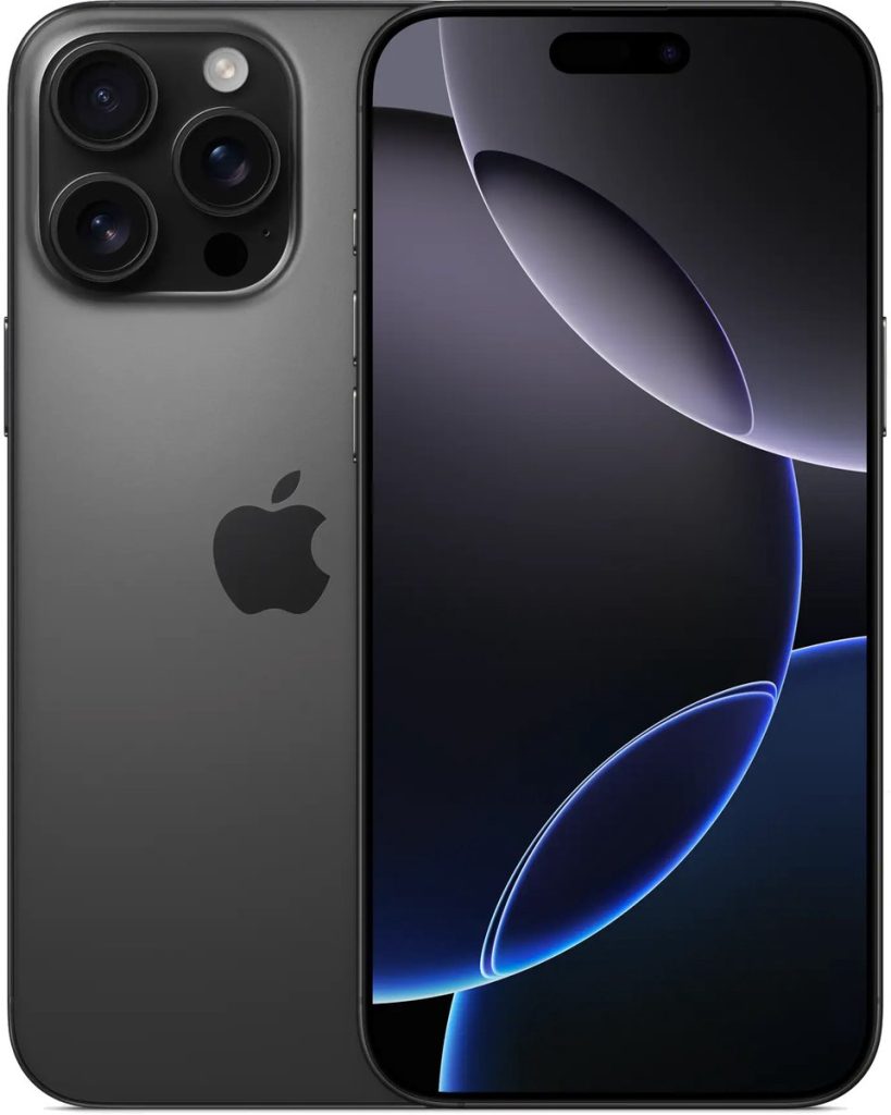 apple iphone 16 pro max 256gb titanium zwart vooraanzicht