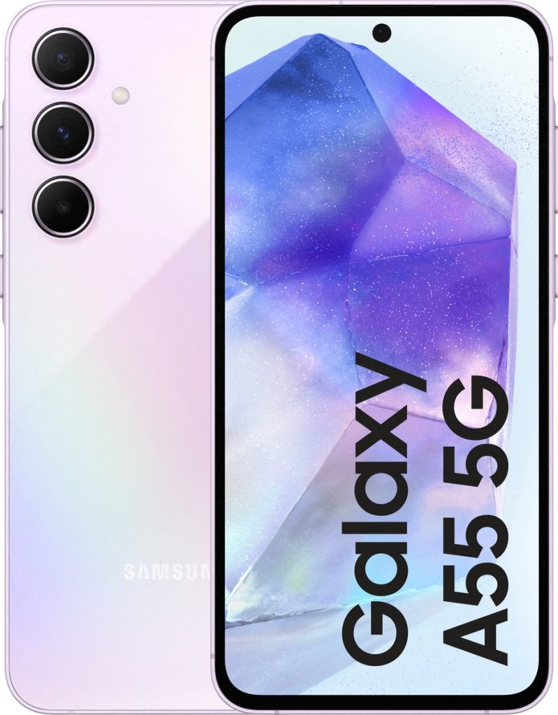 samsung galaxy a55 5g 128gb awesome lilac voor en achteraanzicht