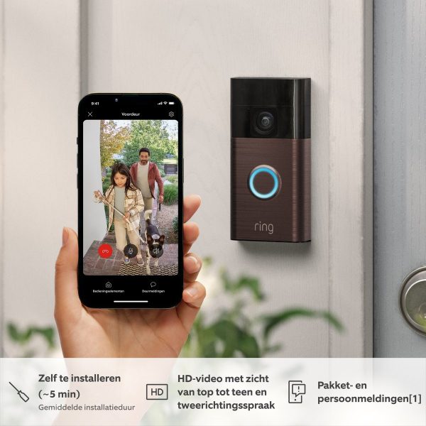 ring battery video doorbell 2 draadloos hd video brons sfeer