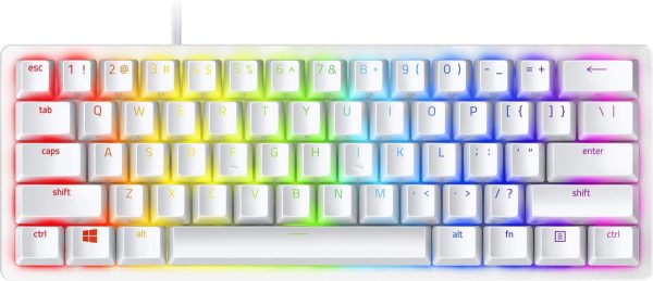 razer huntsman mini qwerty red switch rgb 60% wit bovenaanzicht