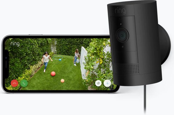 ring stick up cam batterij camera draadloos zwart vooraanzicht