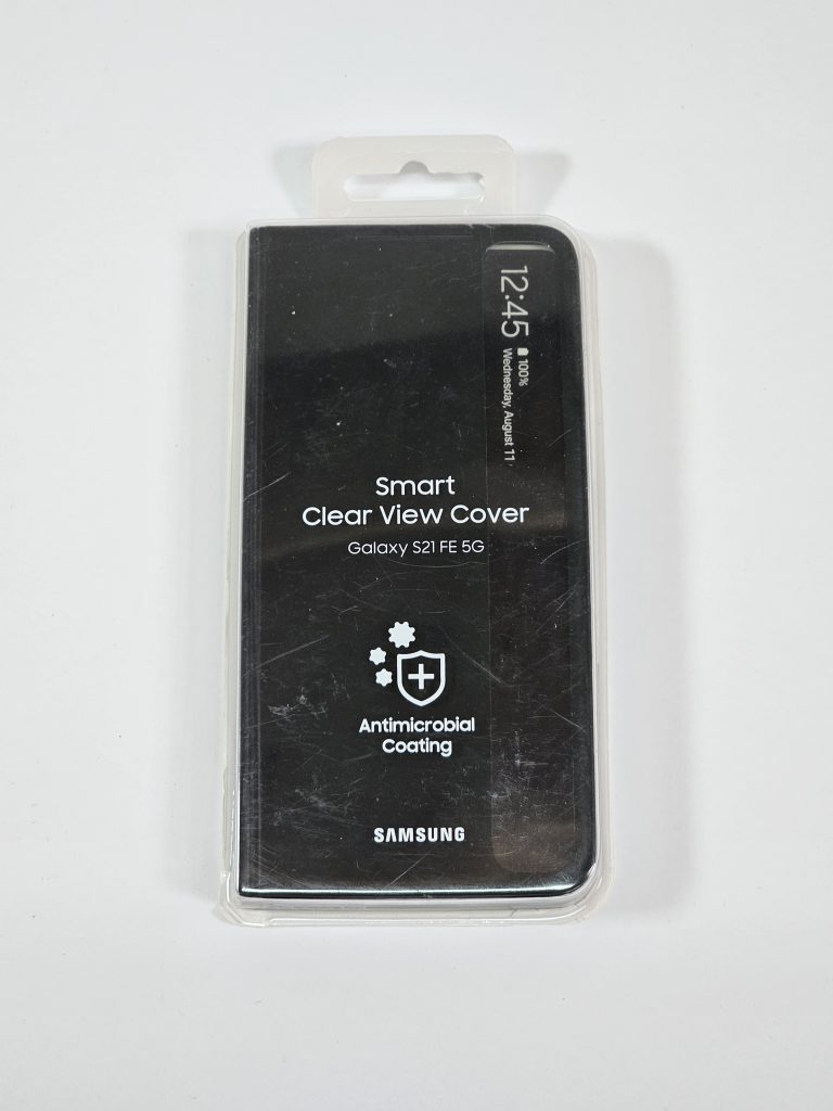 samsung galaxy s21 fe smart clear view cover donkergrijs