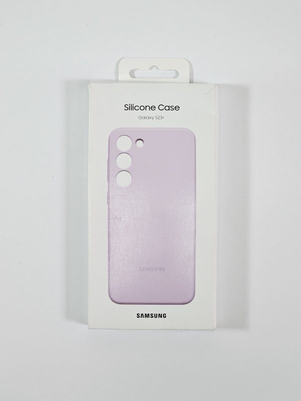 samsung galaxy s23+ siliconen hoesje lila doos