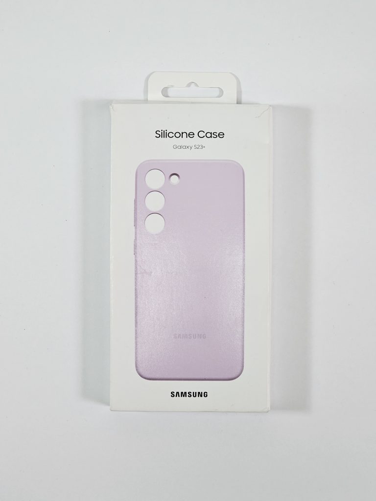 samsung galaxy s23+ siliconen hoesje lila doos