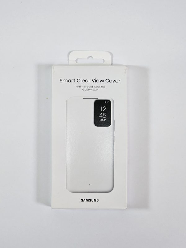 samsung galaxy s22+ smart clear view wallet cover wit doosje