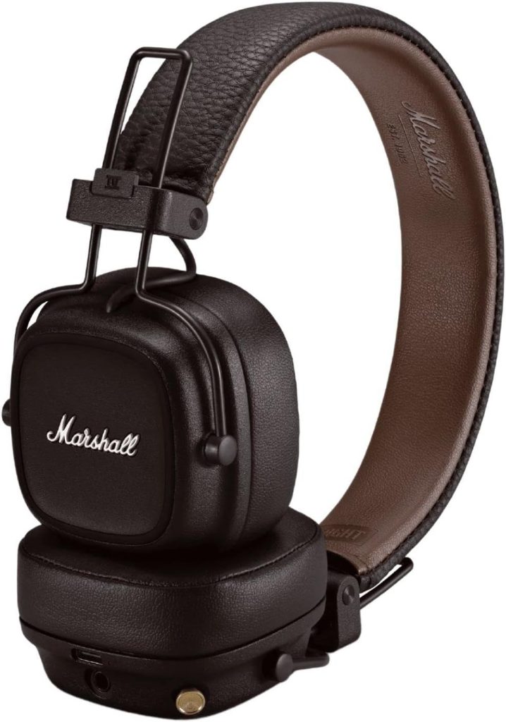 marshall major iv draadloze on ear koptelefoon bruin detail