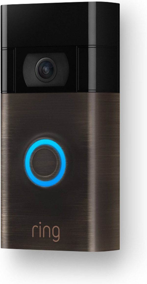 ring battery video doorbell 2 draadloos hd video brons zijaanzicht