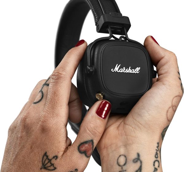 marshall major iv draadloze on ear koptelefoon zwart detail