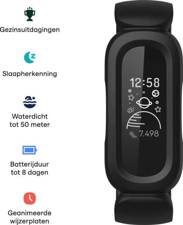 fitbit ace 3 kids activity tracker kinderen zwart/rood
