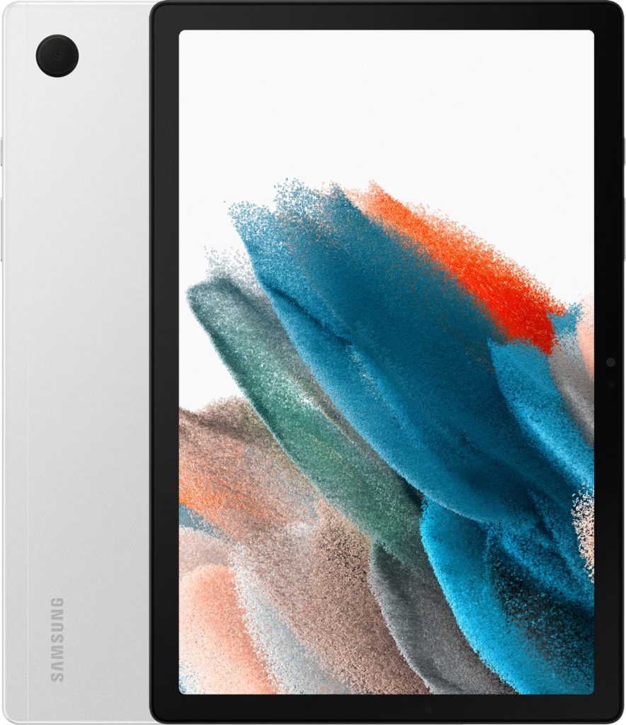 samsung galaxy tab a8 (2022) 64gb 10.5 inch zilver voor en achterkant