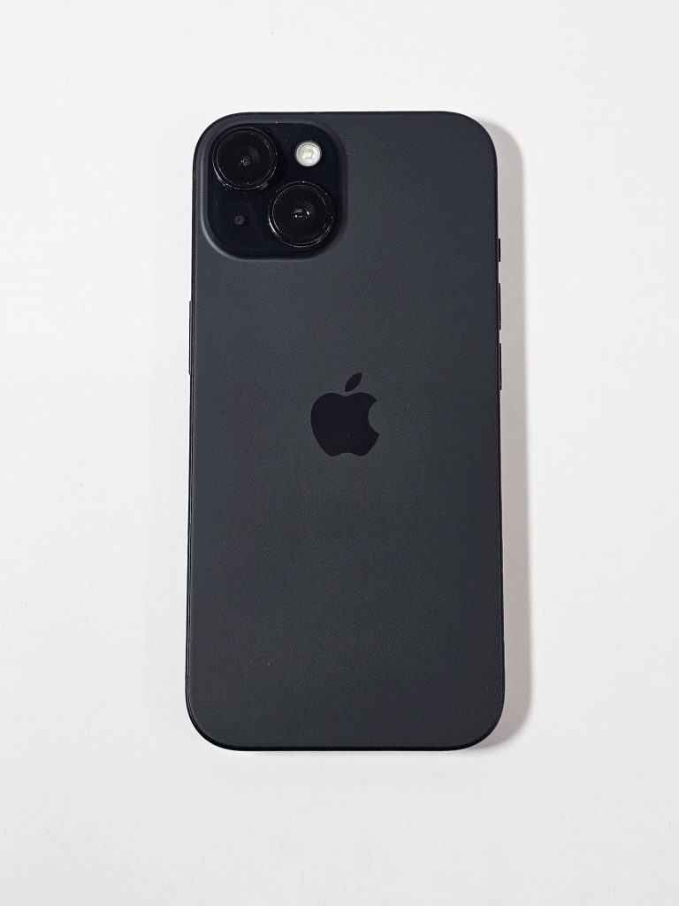 apple iphone 15 pro 256gb titanium zwart 84% accu bovenzijde achterkant