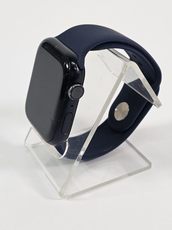 apple watch series 7 45mm zilver blauwe band 78% accu zijkant
