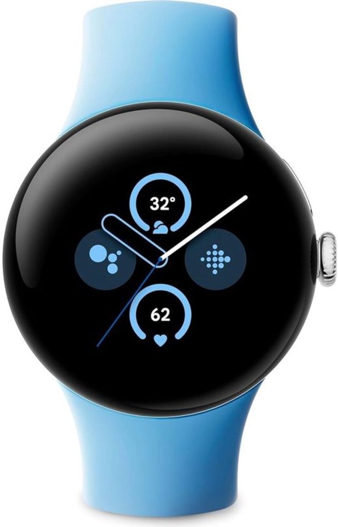 google pixel watch 2 gps amoled zilver/blauwe band
