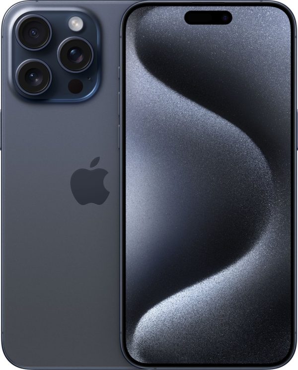 apple iphone 15 pro max 256gb titanium blauw voor en achterzijde