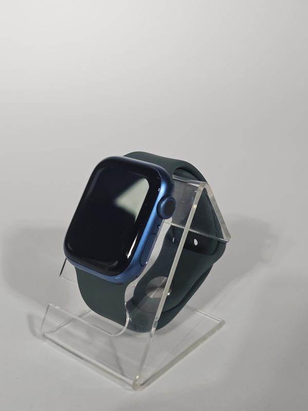 apple watch series 7 41mm blauw groene band zijkant