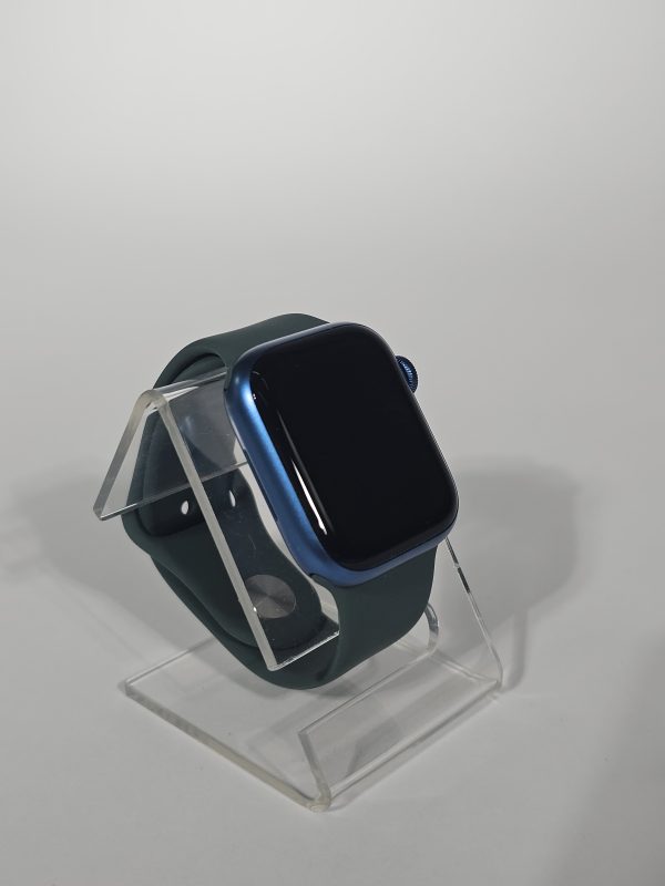 apple watch series 7 41mm blauw groene band zijkant