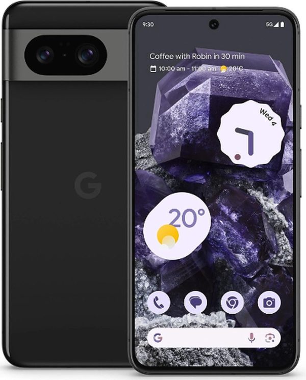 google pixel 8a 128gb zwart voor en achterkant