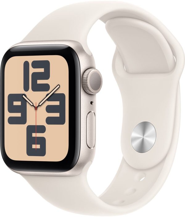apple watch se (2024) 40mm starlight sport band s/m zijkant