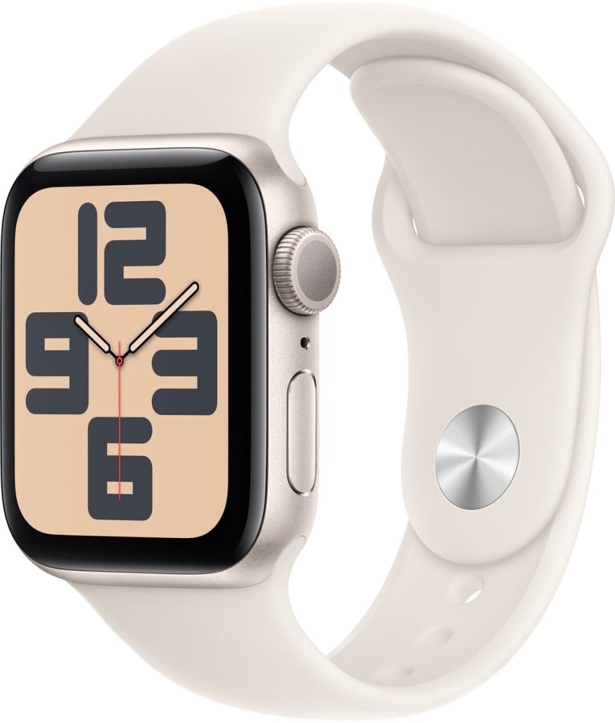 apple watch se (2024) 40mm starlight sport band s/m zijkant