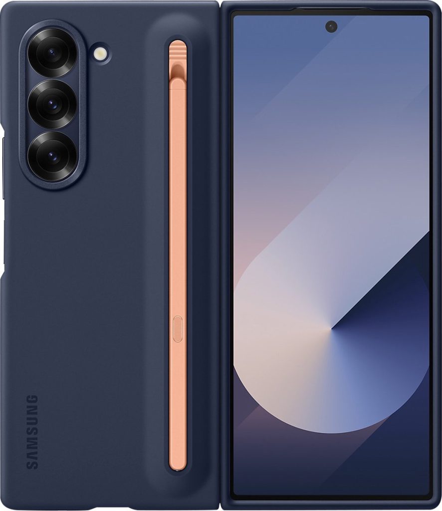 samsung galaxy z fold6 hoesje s pen case navy blauw voor en achterkant