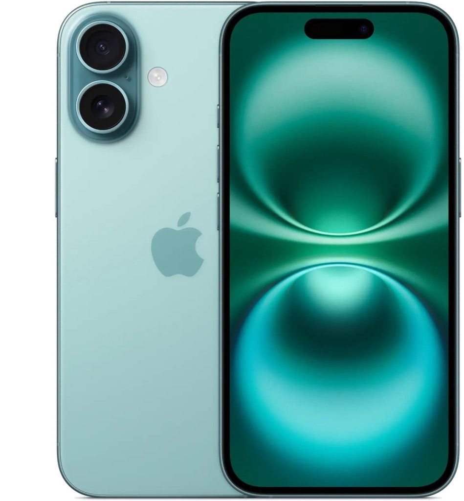 apple iphone 16 128gb groen voor en achterkant