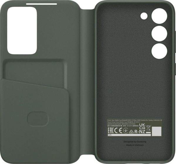 samsung galaxy s23 plus hoesje smart view wallet khaki opengeklapt