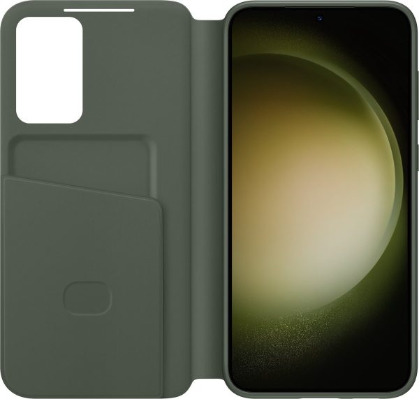 samsung galaxy s23 plus hoesje smart view wallet khaki opengeklapt