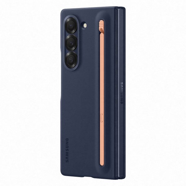samsung galaxy z fold6 hoesje s pen case navy blauw zijkant