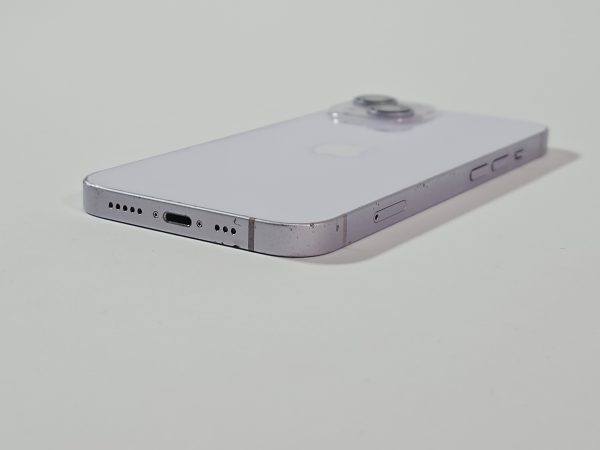 apple iphone 14 256gb paars 81% accu zijkant