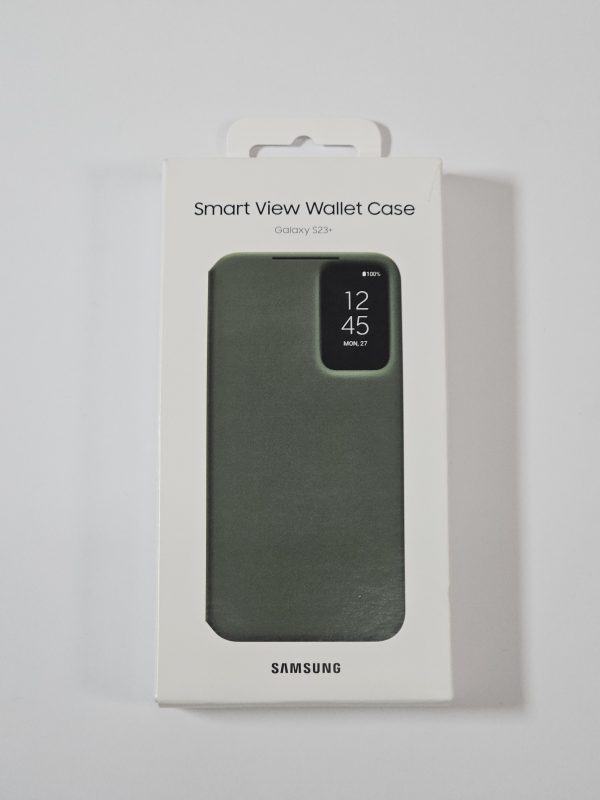 samsung galaxy s23 plus hoesje smart view wallet khaki doosje