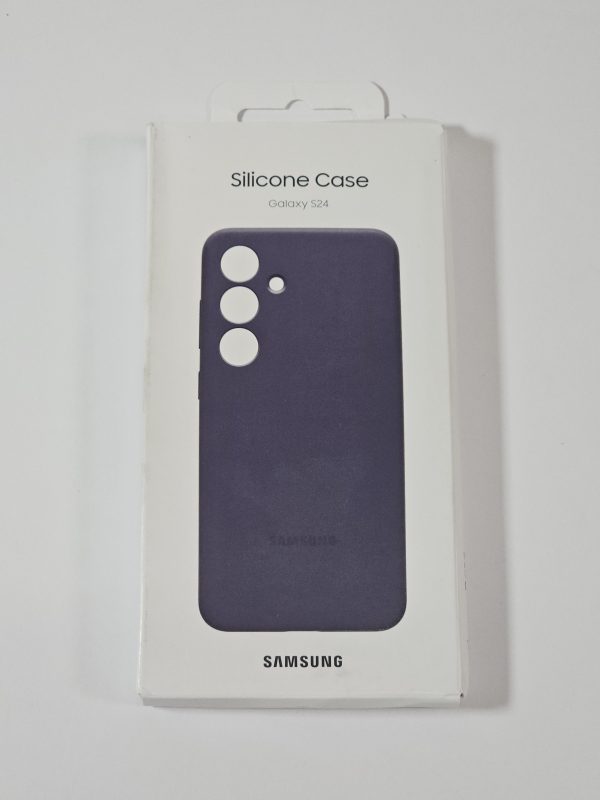 samsung galaxy s24 siliconen hoesje paars doosje