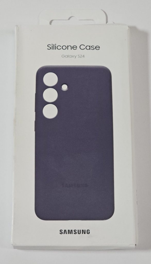 samsung galaxy s24 siliconen hoesje paars doosje