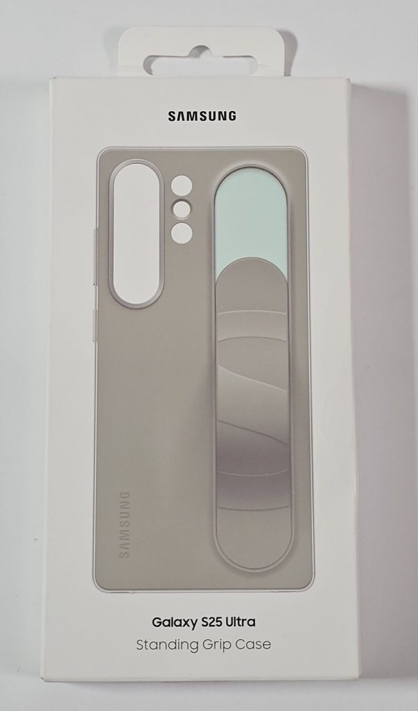 samsung galaxy s25 ultra hoesje standing grip case grijs doosje