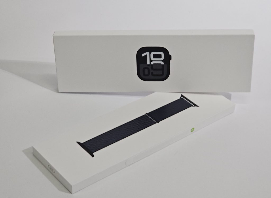 apple watch 10 42mm zwart geweven sportbandje | nieuw band en schermpje