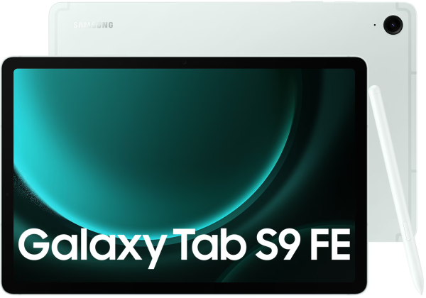 samsung galaxy tab s9fe 128gb groen voor en achter