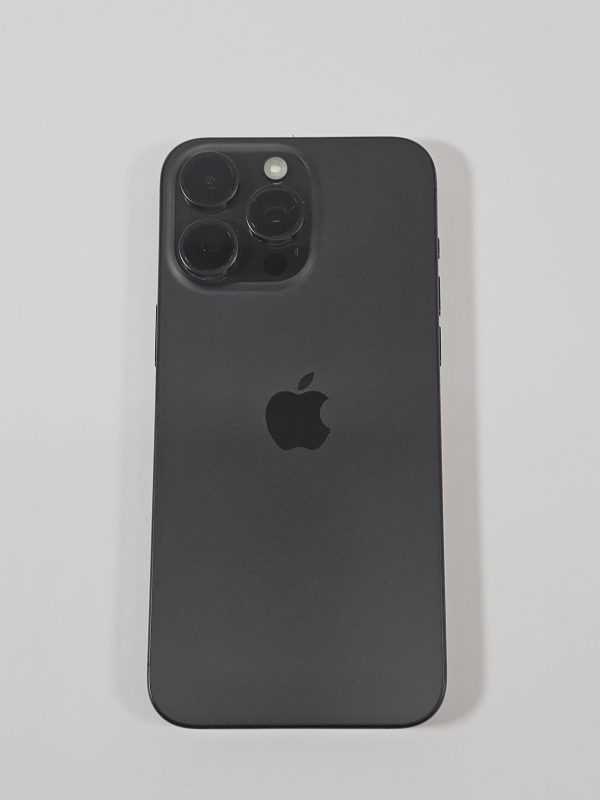 apple iphone 15 pro max 256gb titanium zwart 90% accu achterkant