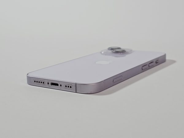apple iphone 14 128gb paars 87% accu zijkant