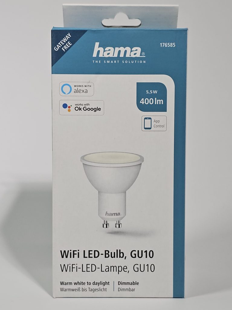 hama wifi ledlamp dimbaar spraak / app bediening wit voorkant doos