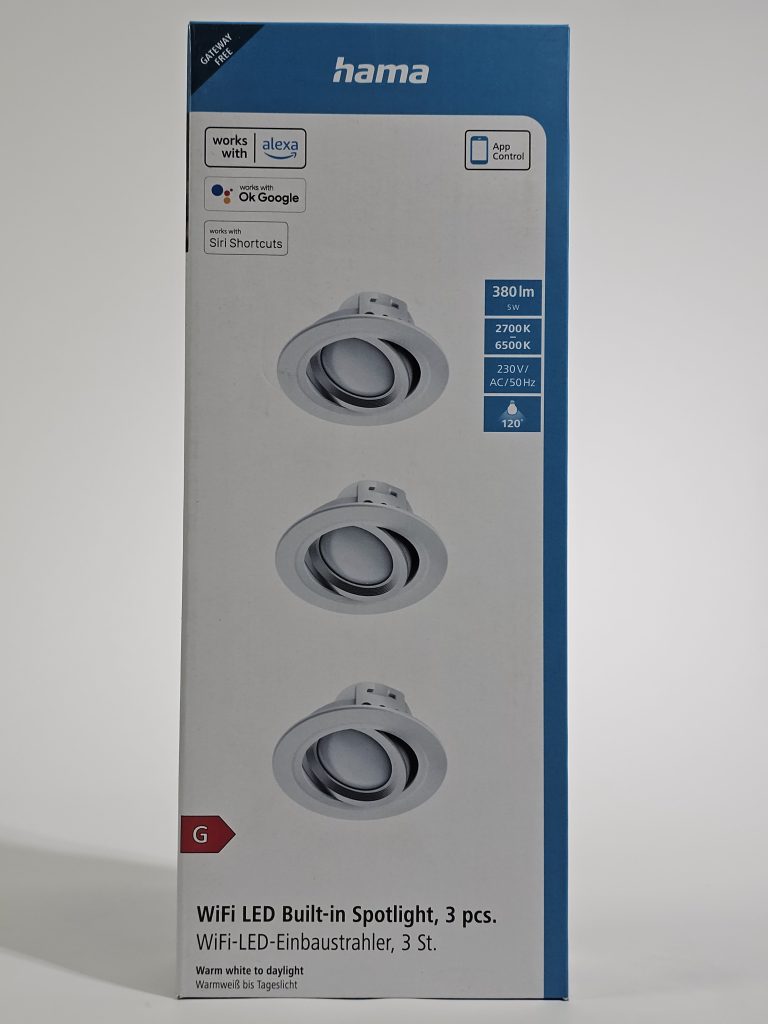 hama wifi led inbouwspot wit (3 pack) | nieuw doos voorkant