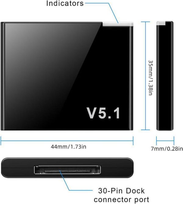 i wave 30 pin bluetooth 5.1 draadloze adapter 30 pin afmetingen