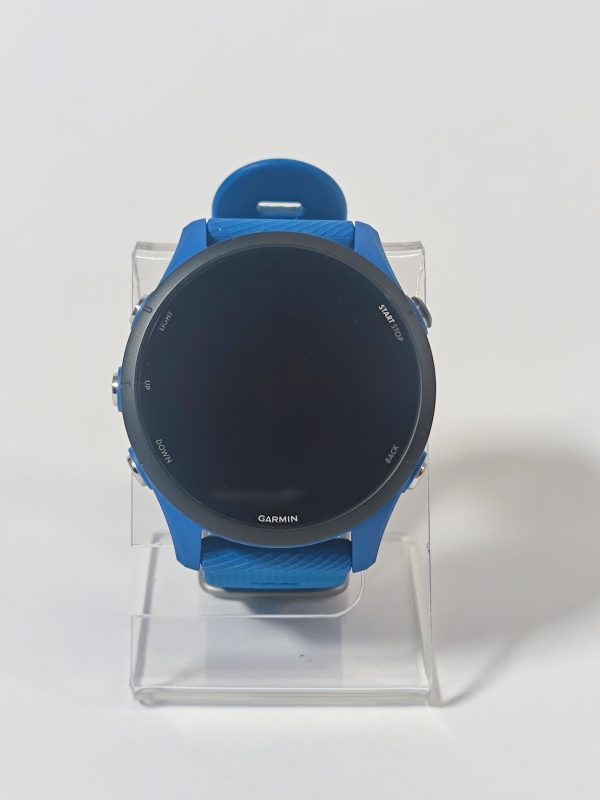 garmin forerunner 255 45,6mm blauw vooraanzicht