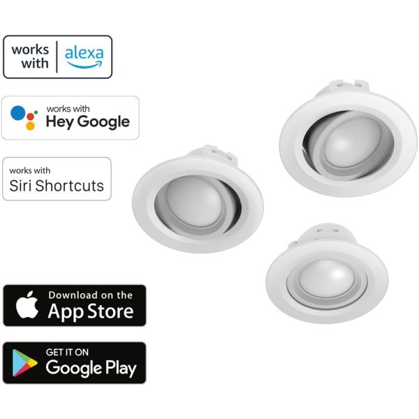 hama wifi led inbouwspot wit (3 pack)