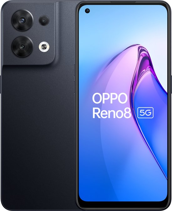oppo reno8 256gb zwart voor en achter