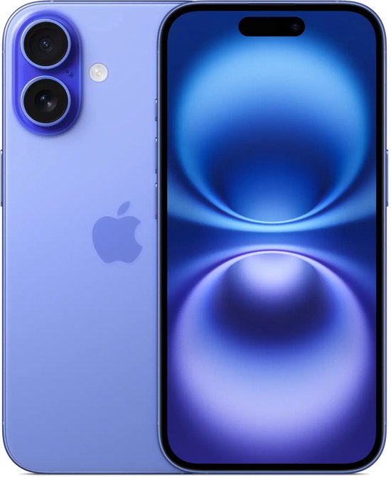 apple iphone 16 128gb blauw voor en achter